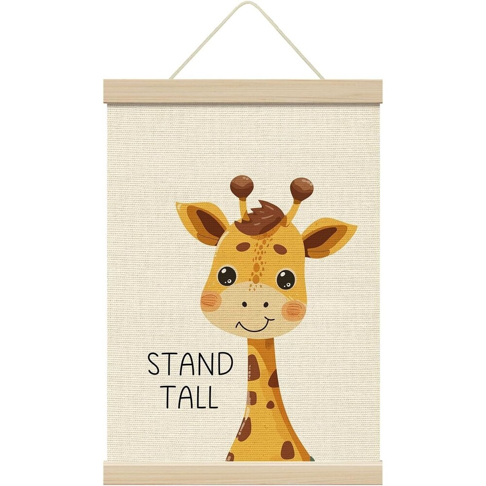 Cute Giraffe Wall Art Canvas Framed Nursery Bedroom Decor 12x16 Stand Tall Sign - Picture 1 of 5